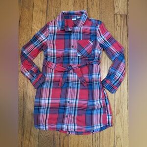 Plaid Long Sleeve Kids Shirt Dress